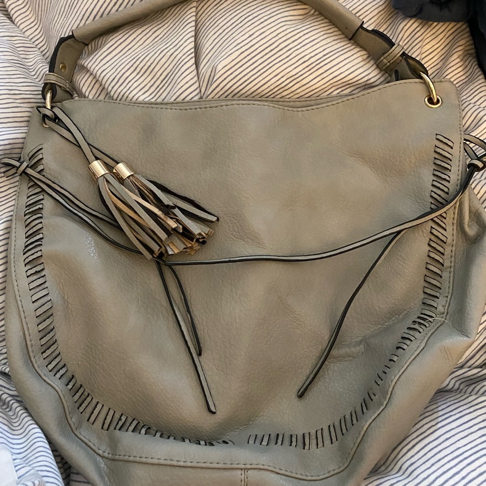 Light grey hobo style bag